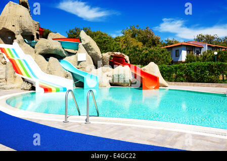 Aqua-Park mit Wasser gleitet in Luxus-Hotel, Antalya, Türkei Stockfoto