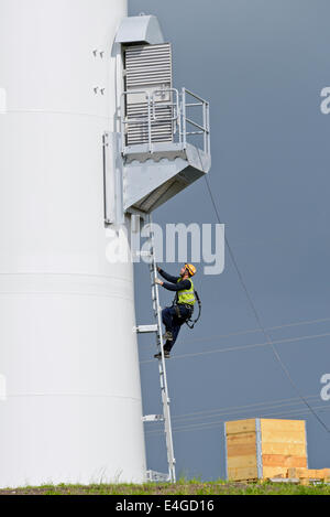 Deutschland Schleswig-Holstein Nortorf, Bau der Windkraftanlage SENVION 3.2M114, Leistung 3,2 Megawatt Stockfoto