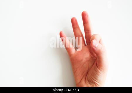 Frau hand gestikulieren zeigen Zeichen ok Stockfoto