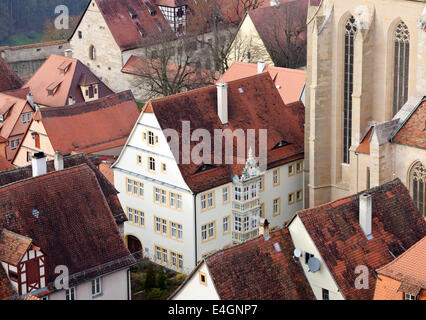 Traditionelle halbe Fachwerkhaus in das berühmte mittelalterliche Stadt Rothenburg in Bayern, Deutschland. Stockfoto