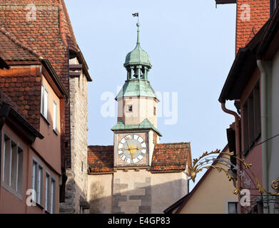 Alten Turm der Stadtbefestigung von Rothenburg Ob der Tauber in Deutschland. Stockfoto