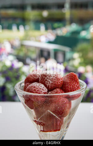 Erdbeeren in Wimbledon Afternoon Tea The Championships Wimbledon 2014 The All England Lawn Tennis & Crocquet Club Wimbledon Stockfoto