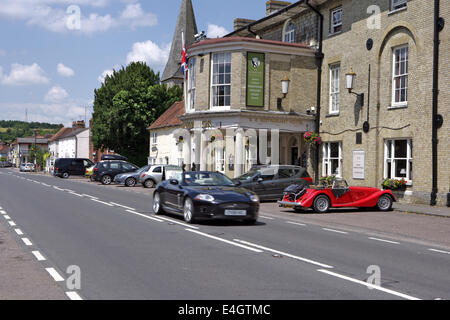 Das Grosvenor Hotel auf der High Street in Stockbridge, Hampshire, UK. Stockfoto