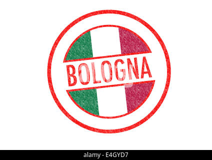 Reisepass-Stil BOLOGNA Stempel auf einem weißen Hintergrund. Stockfoto