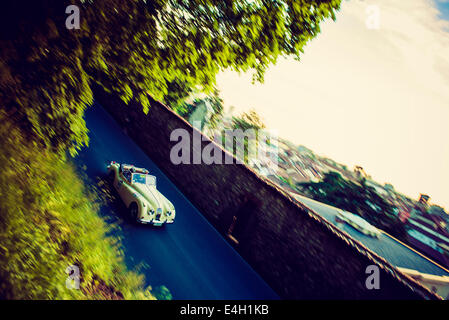 Jaguar XK140 DHC von 1955 an Mille Miglia - Oldtimer-Rennen, Brescia, Italien 2014 Stockfoto