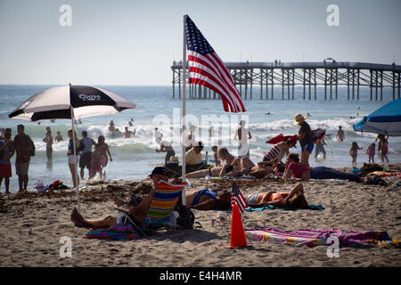 Stars And Stripes in Pacific Beach, am vierten Juli 2014. Stockfoto