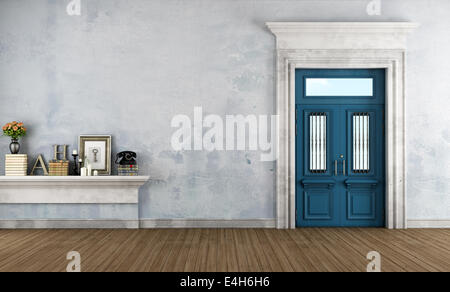 Home Eingang im klassischen Stil mit blauen Eingangstür und Steinportal - Rendering Stockfoto