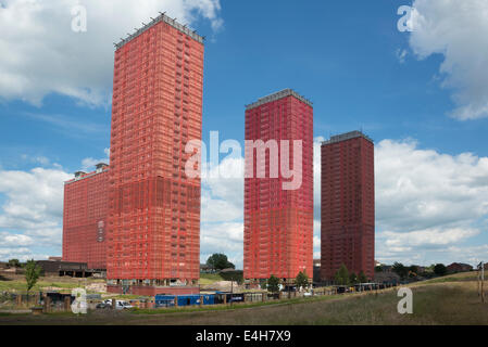 Red Road Flats Glasgow in Vorbereitung auf den Abriss 2015. Stockfoto