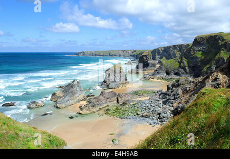 Bedruthan Schritte an der Nordküste von Cornwall, UK Stockfoto