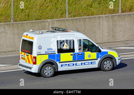 British Transport Police Hund Abschnitt van fahren auf Autobahn Stockfoto