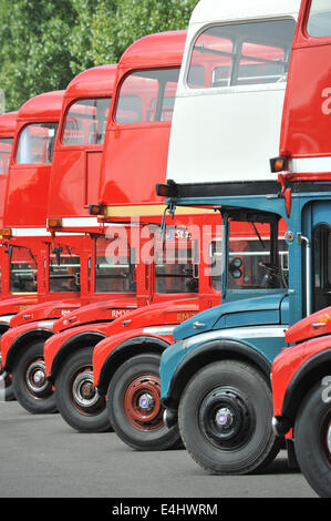 Finsbury Park, London, UK. 12. Juli 2014. Routemaster Bus Festival in Finsbury Park, mit 100 Bussen auf dem Display des Vereins Routemaster-Diamant-Jubiläum zu feiern. Bildnachweis: Matthew Chattle/Alamy Live-Nachrichten Stockfoto