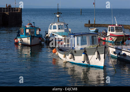 Lynmouth Harbour, Devon. Angelboote/Fischerboote Schaukeln auf der Flut. Stockfoto