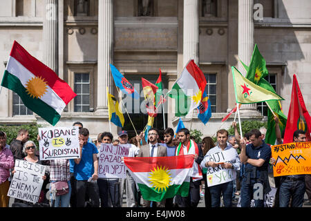 London, UK. 13. Juli 2014. London: Kurdische Demonstranten verurteilen Angriffe auf Zivilisten durch ISIS Credit: Guy Corbishley/Alamy Live News Stockfoto