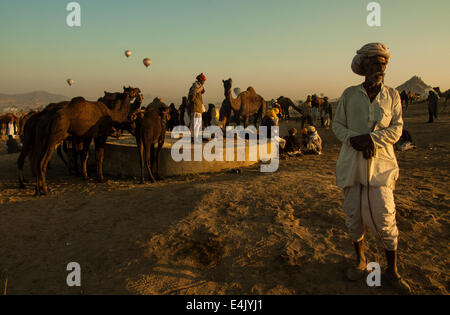 Im Boden in Pushkar Camel Fair Stockfoto