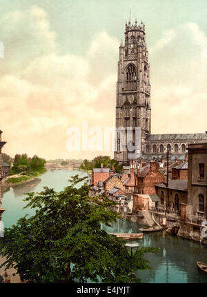 Kirche St. Botolph und den Fluss, Boston, England, um 1900 Stockfoto