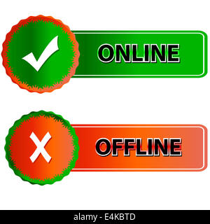 Online- und offline-Symbol Stockfoto