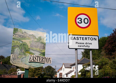 Dorf anmeldet Easterton Wiltshire UK Stockfoto