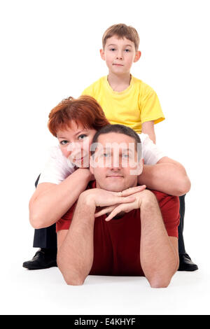 Familie von drei auf dem Boden Stockfoto