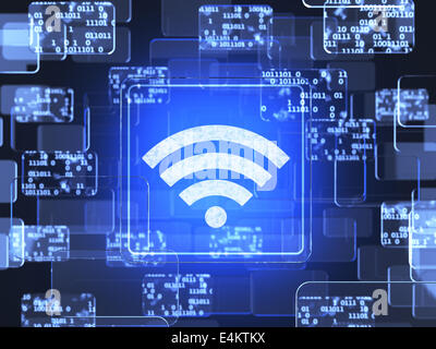 Zukunftstechnologie smart Glas Rot Touchscreen-Interface. WI-FI-Bildschirm-Konzept Stockfoto