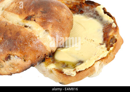 Hot Cross Buns getoastet Stockfoto