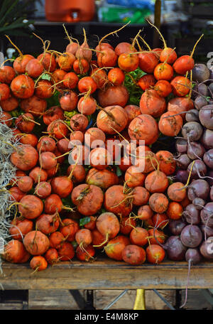 Golden Rüben zum Verkauf auf dem Union Square grünen Markt in Manhattan, New York City Stockfoto