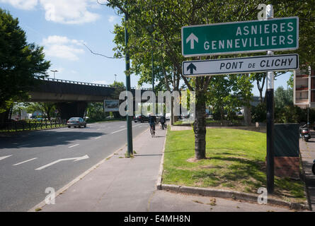 Asnières-Gennevilliers-Brücke in Clichy von Paris los. Stockfoto