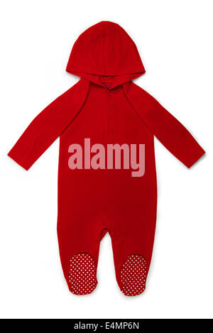 Lange Ärmel Hoody Babykleidung in rot auf weißem Hintergrund Stockfoto