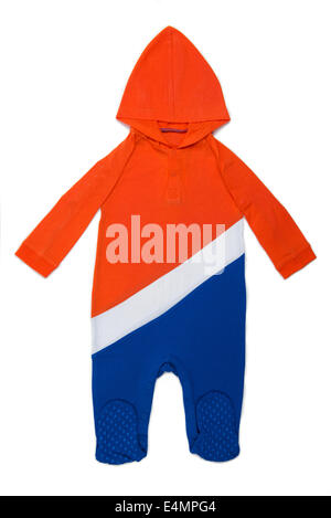 Lange Ärmel Hoody Babykleidung in niederländischen Farben auf weißem Hintergrund Stockfoto