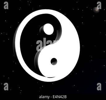 Yin und Yang-Symbol in der Nacht Stockfoto