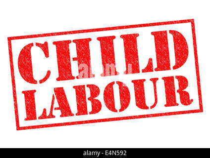 Kinderarbeit, die roten Stempel auf einem weißen Hintergrund. Stockfoto
