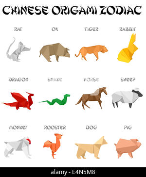 Tierkreiszeichen chinesische origami Stockfoto