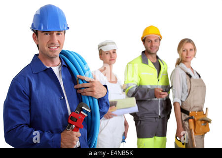 Verschiedene Mitarbeiter Stand in Reihe Stockfoto