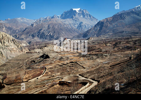 Jharkot Dorf auf die Kagbeni, Muktinath Trek, Annapurna Circuit, Nepal Stockfoto