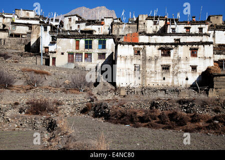 Jharkot Dorf auf die Kagbeni, Muktinath Trek, Annapurna Circuit, Nepal Stockfoto