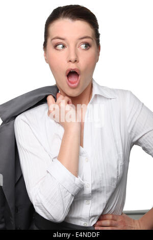 Geschäftsfrau sucht überrascht Stockfoto