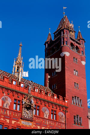 Basel (Bale) Schweiz. 16thC Rathaus (Town Hall) Marktplatz (Marktplatz) Stockfoto