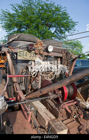 Details von der Rückseite eines alten Abschleppwagen. Stockfoto