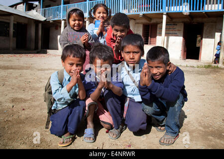 Schulkinder, Myagdi Bezirk, Nepal Stockfoto