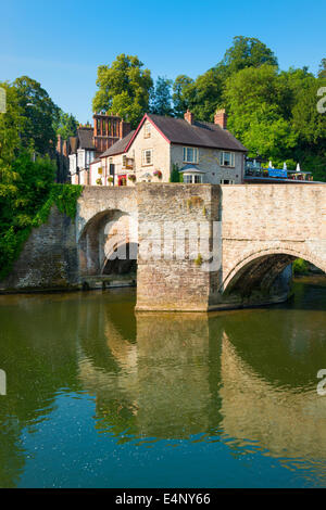 Ludford Brücke über den Fluss Teme, Ludlow, Shropshire, England Stockfoto