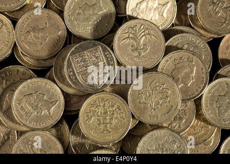 Ein Pfund-Münzen Stockfoto