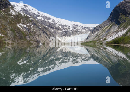 der Gletscher Nigaardsbreen, Jostedalsbreen Nationalpark Breheimen, Glanz, Sogn Og Fjordane Fylke Stockfoto
