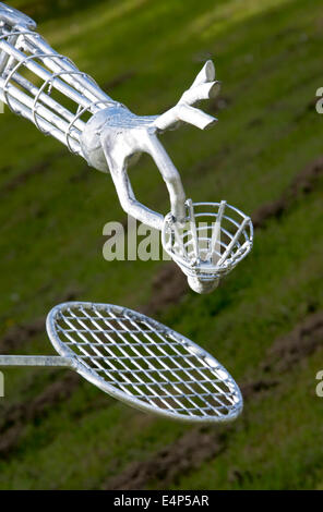 Detail von der Skulptur der Badminton-Spieler für die Commonwealth Games Glasgow 2014 Stockfoto