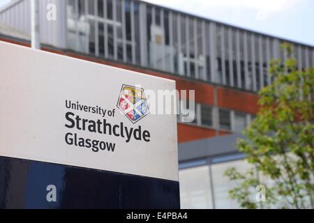 Universität Strathclyde Eingangsschild in Glasgow, Schottland, Großbritannien, Europa Stockfoto