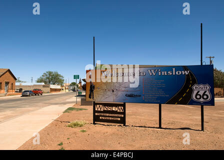 Willkommen Sie bei Winslow Zeichen Arizona USA Stockfoto