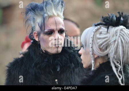 Teilnehmer des dunklen independent Festival Castle Party Stockfoto