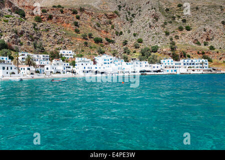 Dorf an der Küste, Loutro, Kreta, Kreta, Griechenland Stockfoto