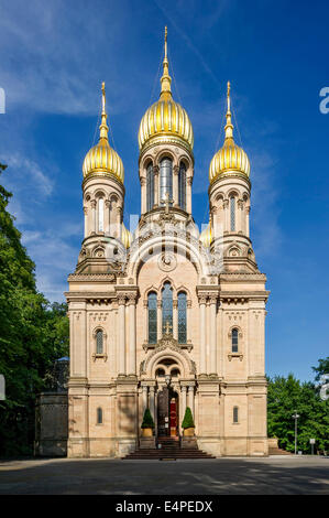 Russische orthodoxe Kirche, Nerobergbahn, Wiesbaden, Hessen, Deutschland Stockfoto