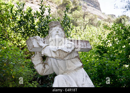 Montserrat ist ein Multi-spitzer Berg in Spanien wo befindet sich die Benediktiner-Abtei mit der schwarzen Madonna Stockfoto