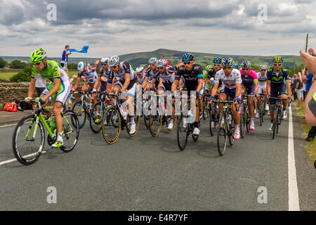 6. Juli 2014 - Le Tour de France in Yorkshire zweite Stufe Addingham, Silsden Stockfoto
