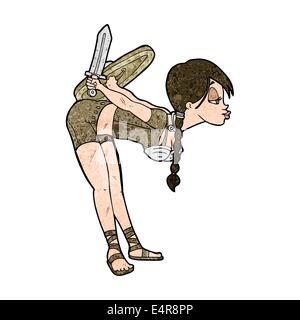 Wikinger Mädchen verbeugte sich Cartoon Stock Vektor